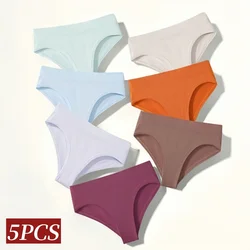 5Pcs/Set High Rise Women Panties Briefs Female Underpants Solid Color Seamless Underwear S-XXXL Sexy Lingerie Intimates