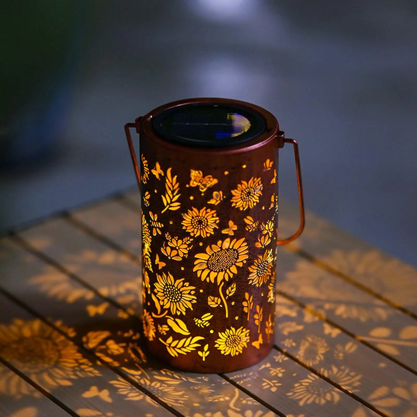 Outdoor Solar Lanterns Sunflower LED Waterproof Solar Lights For Garden Patio Yard Porch Wall Table Lawn Home Pathway Walkway