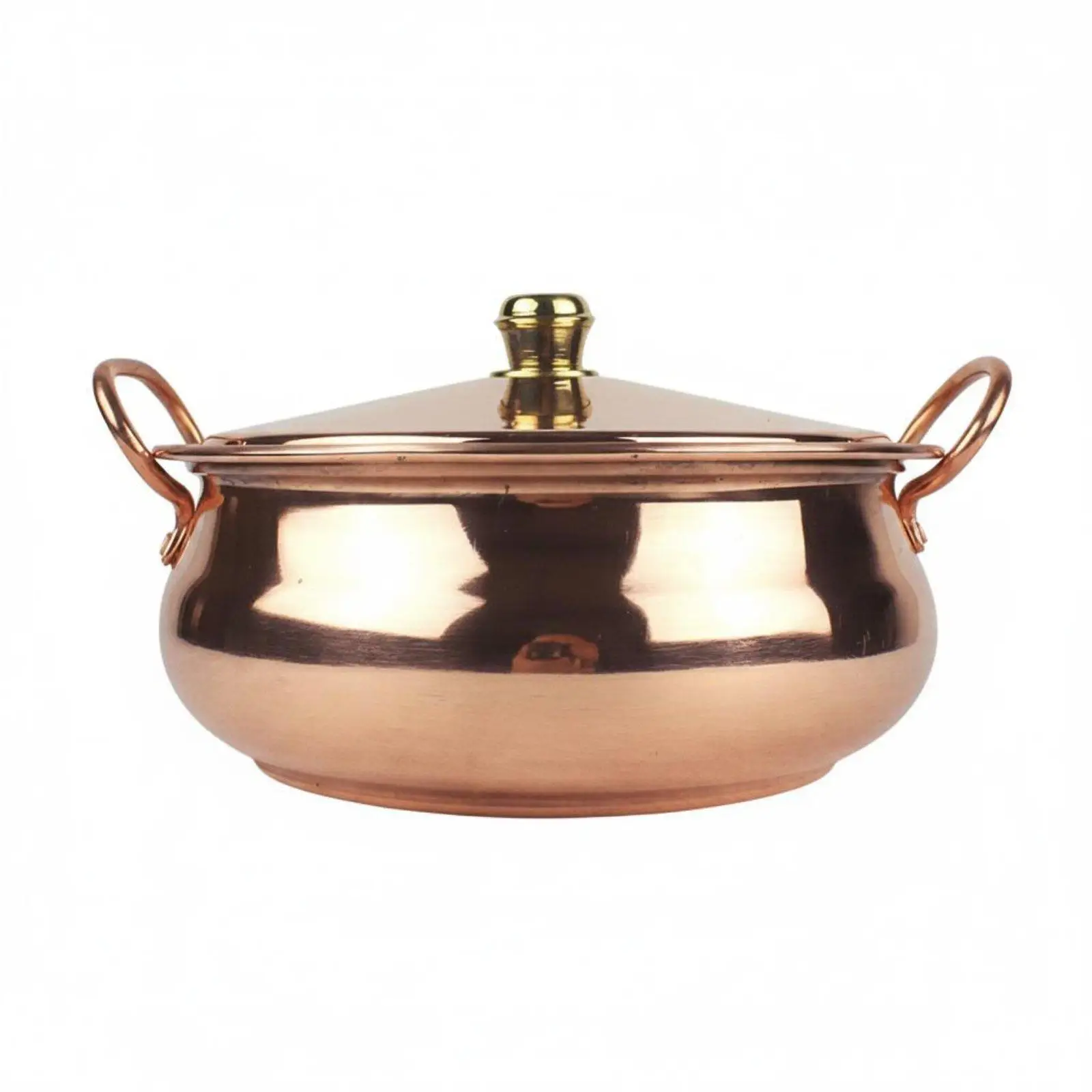 Traditional Chinese Copper Soup Pot Steamer Cookware for Hot Pot Stews with Riveted Handles