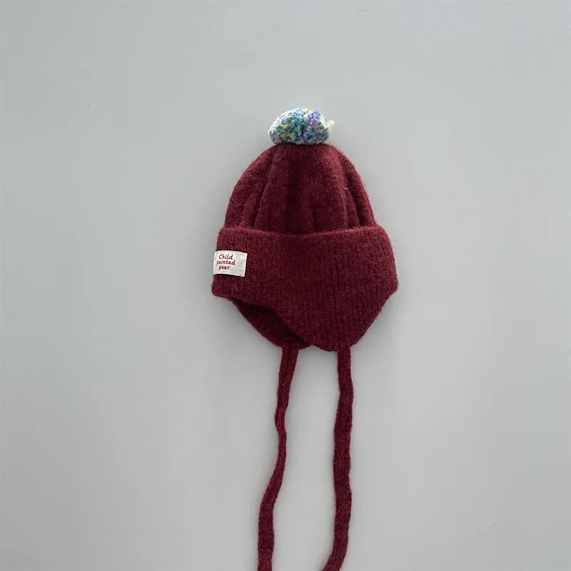Kids Hat 48-52cm Toddler Winter Beanie with Earflap Knitted Hat Baby Boys Hats Girls Warm Windproof Cold Proof Children Cap view 6