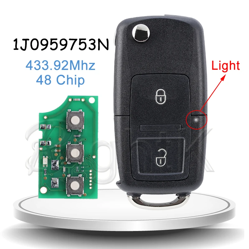 

Remote Car Key 1J0959753N 433.92Mhz For VOLKSWAGEN VW Beetle Bora Golf SEAT Toledo SKODA Octavia ID48 Blade HU66 Car Flip Key