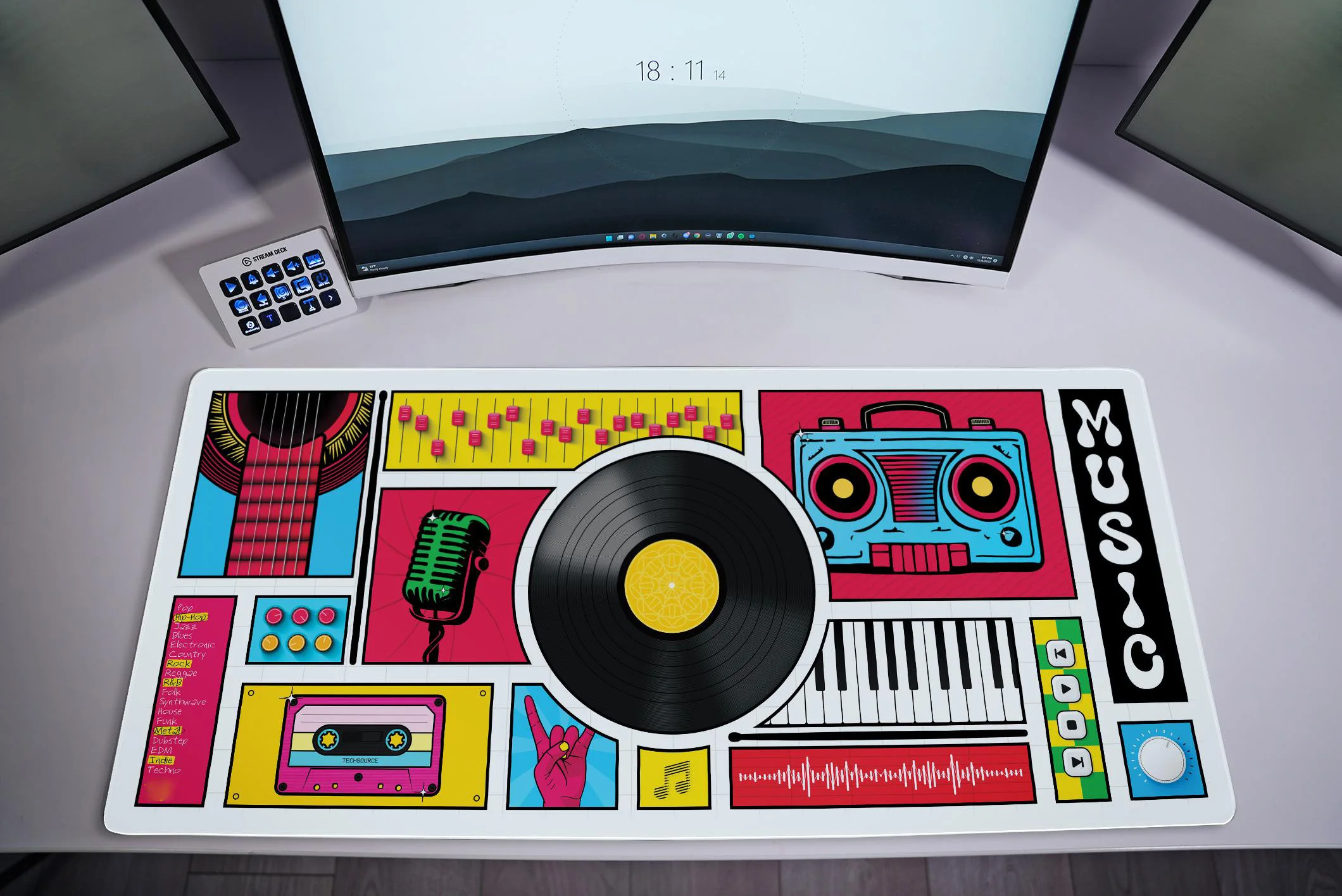 Musical Instrument Mouse Pad,Musical Instrument Disc Desk Mat,Gaming Mats,Desktop Office Gaming Accessory,Keyboard Mat,Gamer Rug