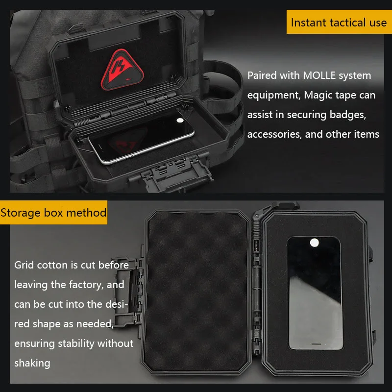 Tactical Standard MOLLE System Compatible Equipment Case, Military Storage Box, Carrying Protective Case, Waterproof Workbench