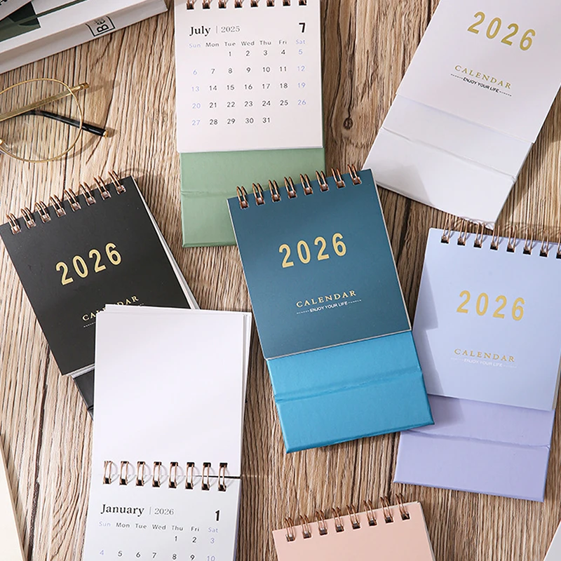2026 Einfacher Kalender, kleiner Tischkalender, kreativer Spulenkalender, Planer, Desktop-Dekoration, Büromaterial