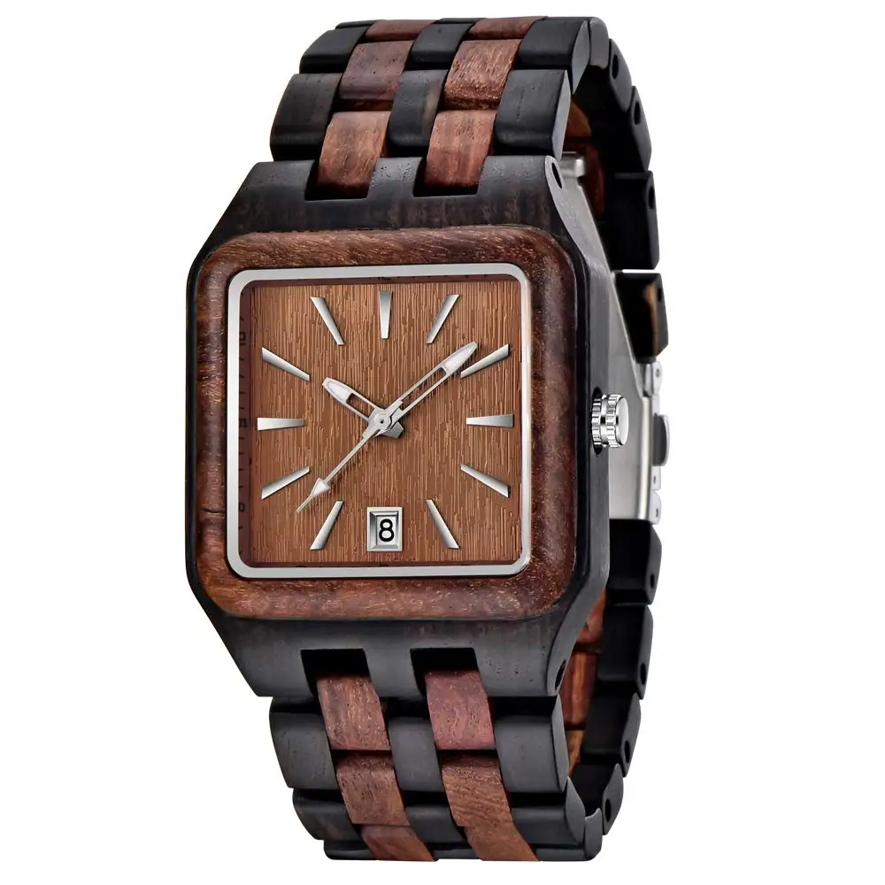 Fashionable Square Grid Wooden Watch Men's Specialty Business Casual Lightweight Watch Strap Accessories Watch Festival Gift