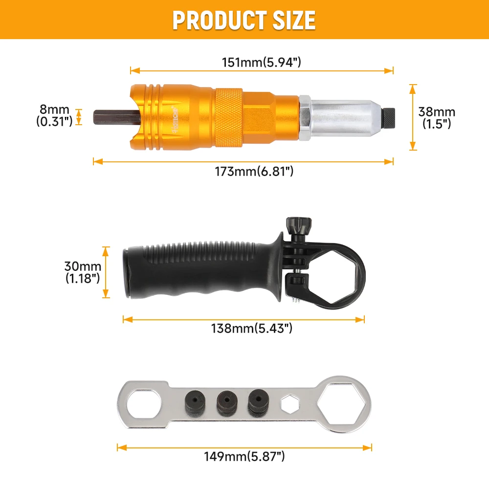 Электрический заклепочный пистолет Hoteche, адаптер для дрели, многофункциональный пистолет для заклепок, адаптер для дрели, аккумуляторная клепальная вставка, гайка, инструмент для заклепок
