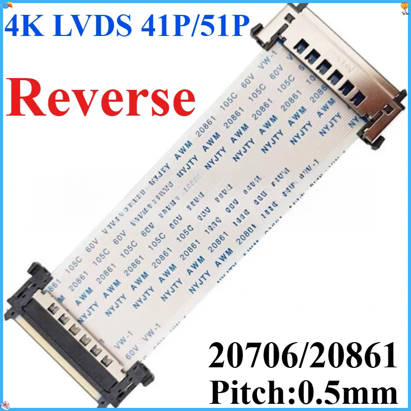 1PCS 4K LCD TV FPC Flat Line V-BYONE Screen Line LVDS Connection Logic Board 41/51 Pin Core Reversal for Electronics Repair