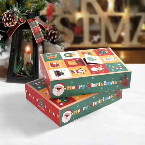 2/4pcs Creative Christmas Gift Boxes 12Grid Surprise Gift Box Countdown Advent Calendar Box Poked with Finger Noel Xmas Gift Box
