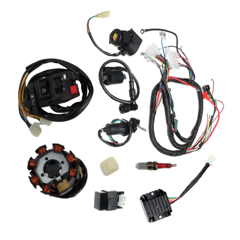 910144 Complete Electric Wiring Harness CDI Stator Kit For ATVs/QUAD 150cc-250cc Dirt Bikes KLX Coolster Go Karts 49cc to 250 cc