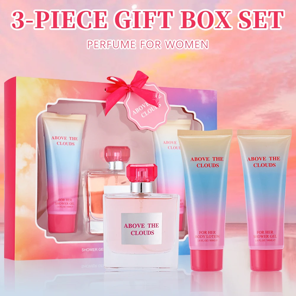 Bath and Body Gift Set for Women & Girls 1.7fl.oz Eau de Parfum Spray 2.8fl.oz Shower Gel 2.8fl.oz Body Lotion Women's Fragrance