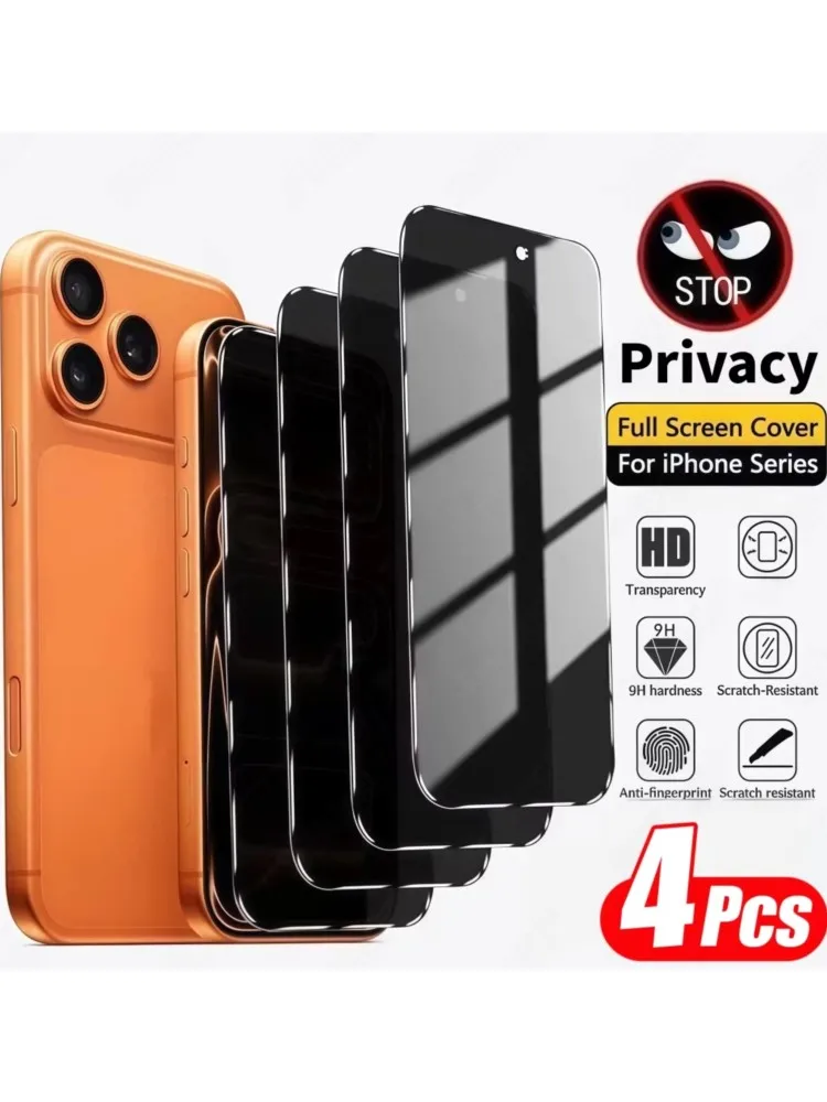 1-4 pièces de verre trempé anti-espion pour iPhone 17 Pro Max Air 16 15 14 13 12 11 Pro 12 13 Mini 7 8 Plus XR Max SE 2 Protection d'écran