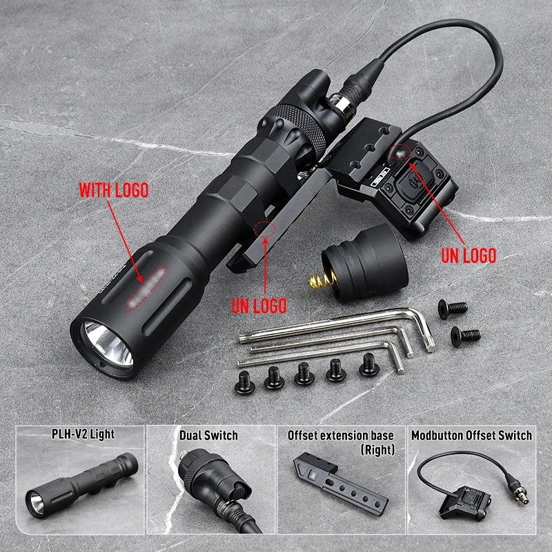 WADSN PLH V2 Taktische Modlit-Taschenlampe, hohe Leistung, 1300 Lumen, PLH-V2 Scout Light Modbuttn Switch Light Mount Base Airsoft WeaponGear 9