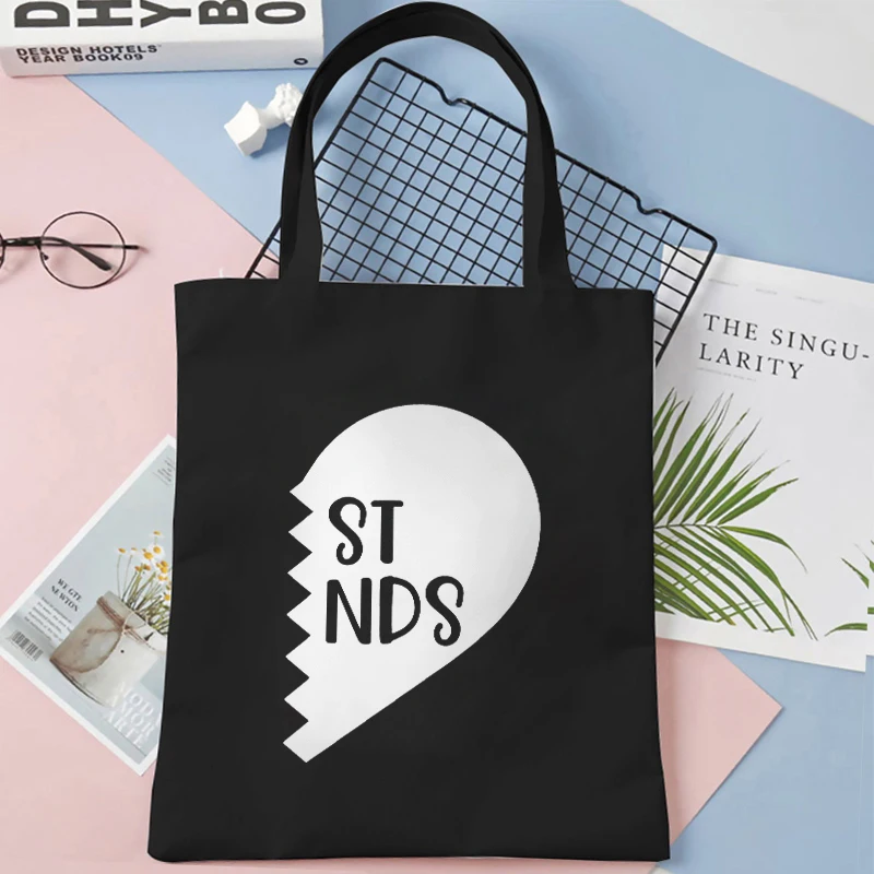 Best Friends Print Shoulder Bag Women Friendship Tote Bags Casual Large-capacity Teen Shopping Bag Best Friends Canvas Handbag