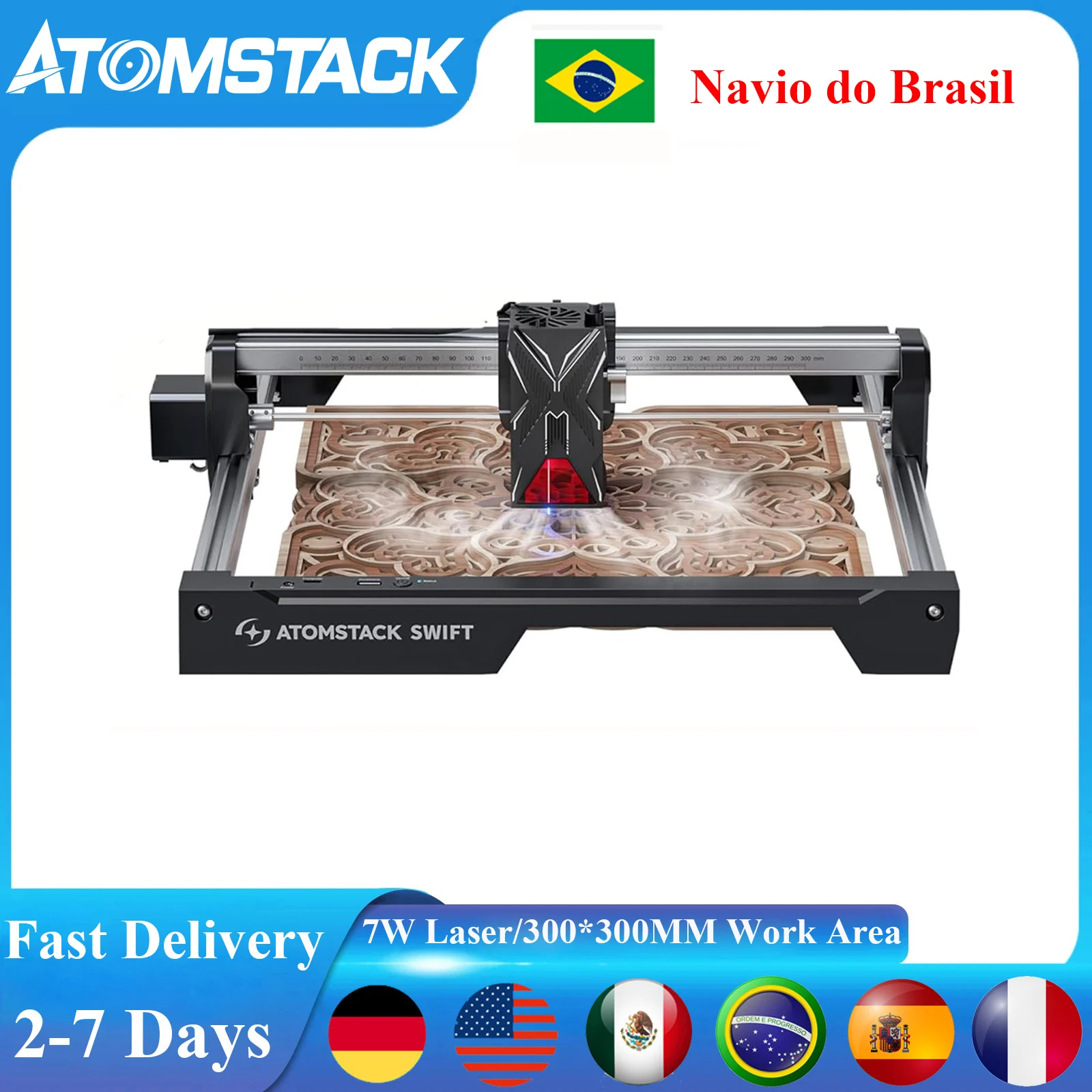 ​​ATOMSTACK Swift 7W Portable Laser Engraver Cutter DIY Laser Machine for Engraving Logos on Wood Acrylic Glass Leather Gift