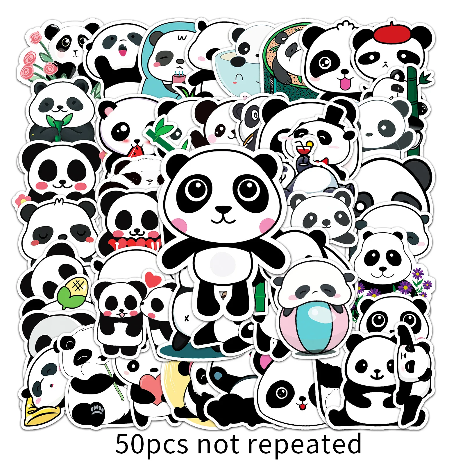 10/30/50pcs  Cute Animal  Cartoon Panda  Waterproof Fridge Guitar Skateboard Travel Suitcase Phone Laptop Luggage Stickers Diy