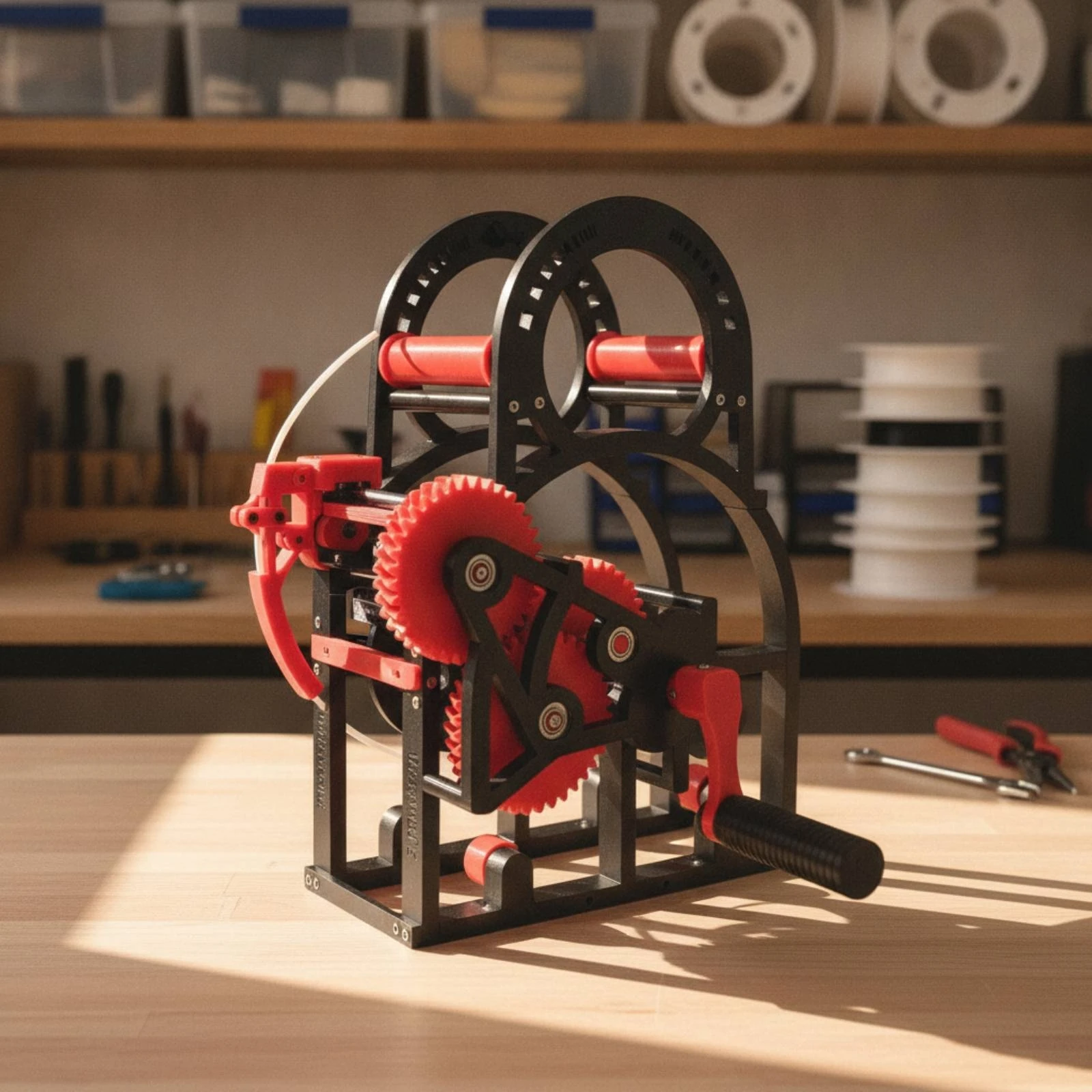 3D Printer Filament Rewinder Hand-Crank Filament Rewinder Machine Sturdy Tool Adjustable for Makers, Workshop