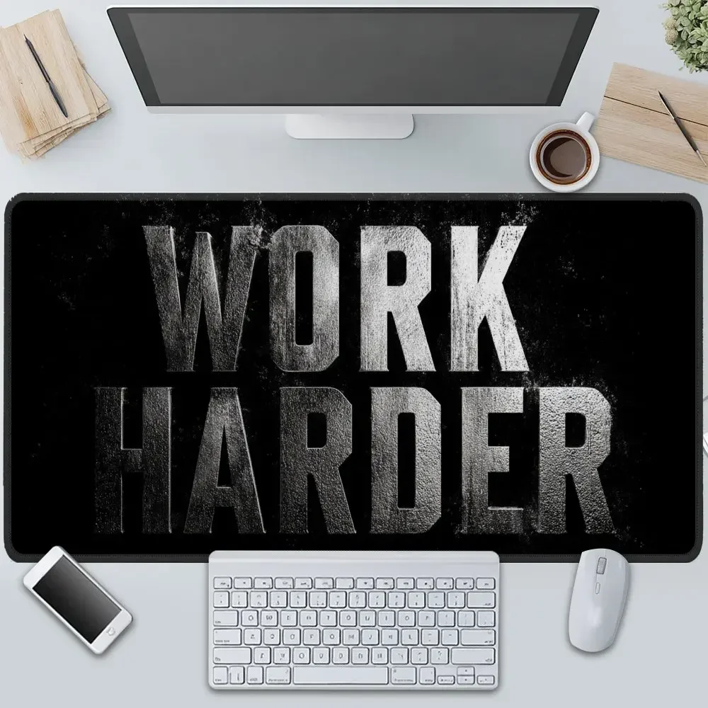 XXL Large Gaming Mouse Pad Metallic Typographic Motivational Desk Mat for Office Game