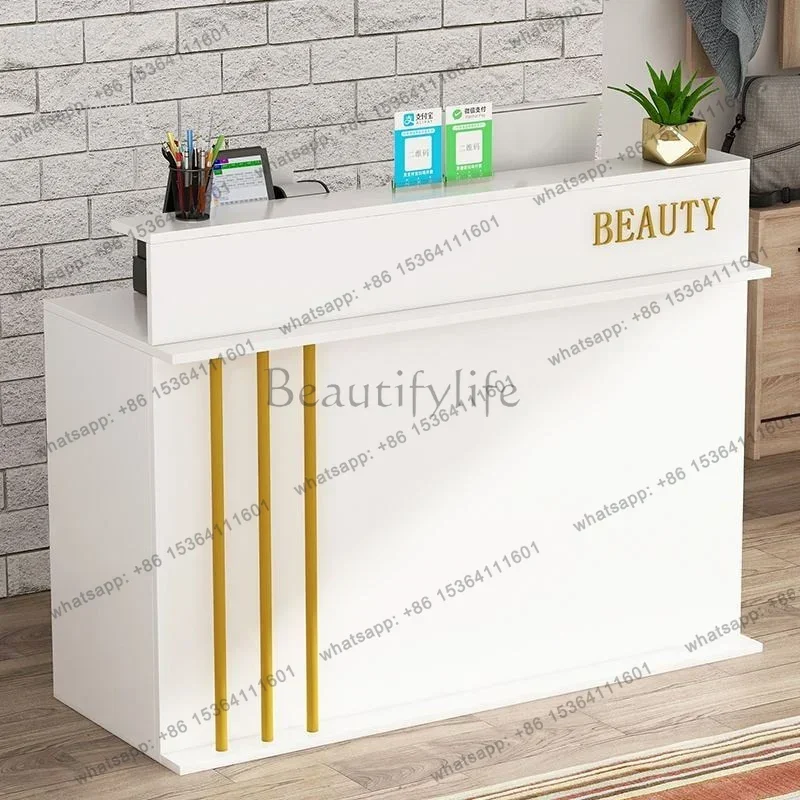

Modern Front Desk Reception Desks for Beauty Salon Bar Table Cashier Counter Shop Small Clothing Store Cashier Furniture BB