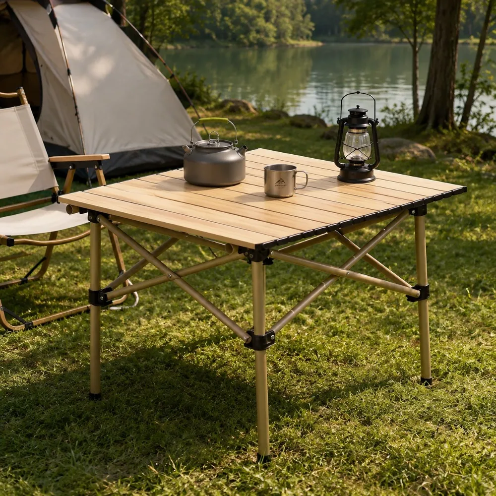 Outdoor Folding Table Set Portable Camping Table & Chairs Lightweight Egg Roll Table Picnic Travel Furniture for Camping Hiking