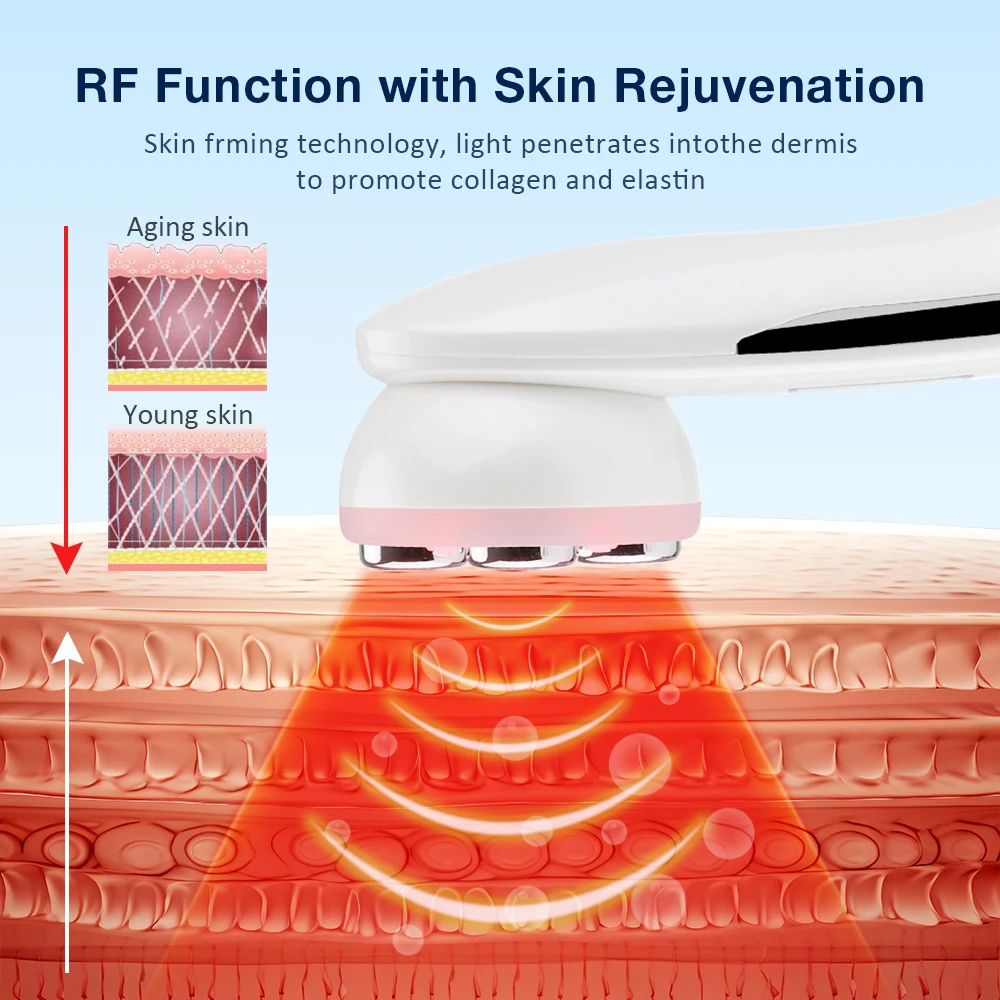 RF EMS Beauty Device Microcurrent Radio Frequency 5 Colors Light Therapy IPL Skin Rejuvenation Face Lift Facial Massager