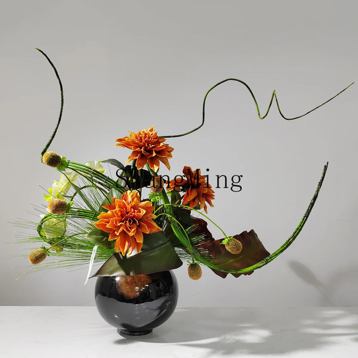

CL New Chinese Simulation Flower Ornament Sales Office Model Room Negotiation Table Dining Table Green Plant Decoration