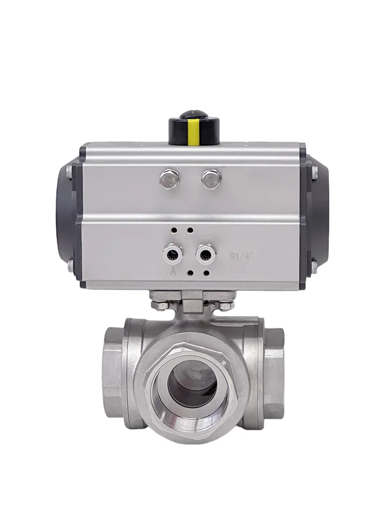Pneumatic three-way ball valve