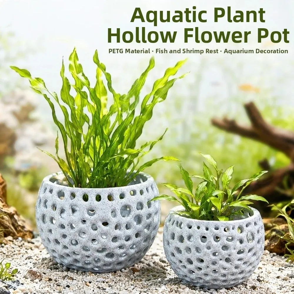 3D Printed Aquarium Planter Pot Hollow Breeding Cave Fish Hiding Cave Porous Structure Plastic Aquatic Plant Container