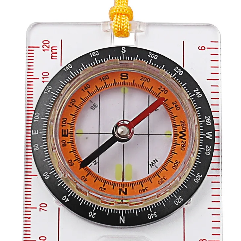 Portable Compass Scale Ruler Multifunction Map Ruler With Lanyard For Outdoor Camping Hiking