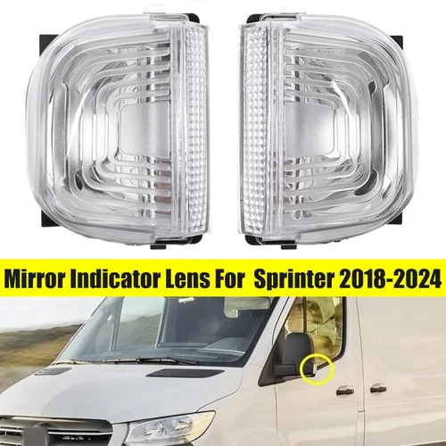Imagen 2 del producto Cubierta de Lente para Luz Indicadora de Señal de Giro del Espejo Retrovisor para Mercedes Sprinter 2018 2019 2020 2021 2022 2023 2024