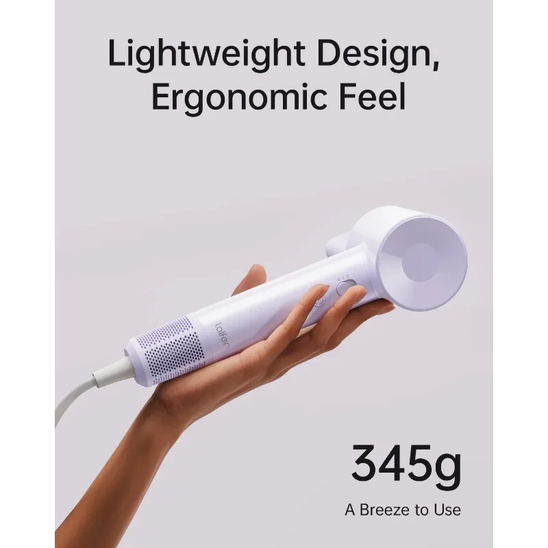 Фен Laifen SE Lite, высокоскоростной двигатель 100 000 об/мин и 150 миллионов отрицательных ионов (фиолетовый, поликарбонат)