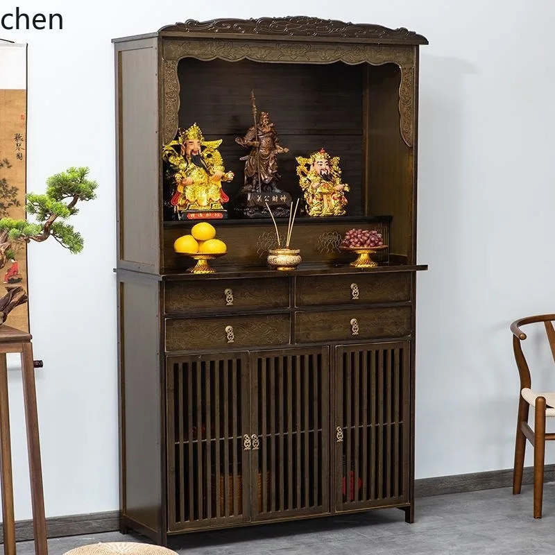 ZML Household Buddha Cabinet Offering Table Buddha Altar God of Wealth Statue Cabinet Worship Table Altar