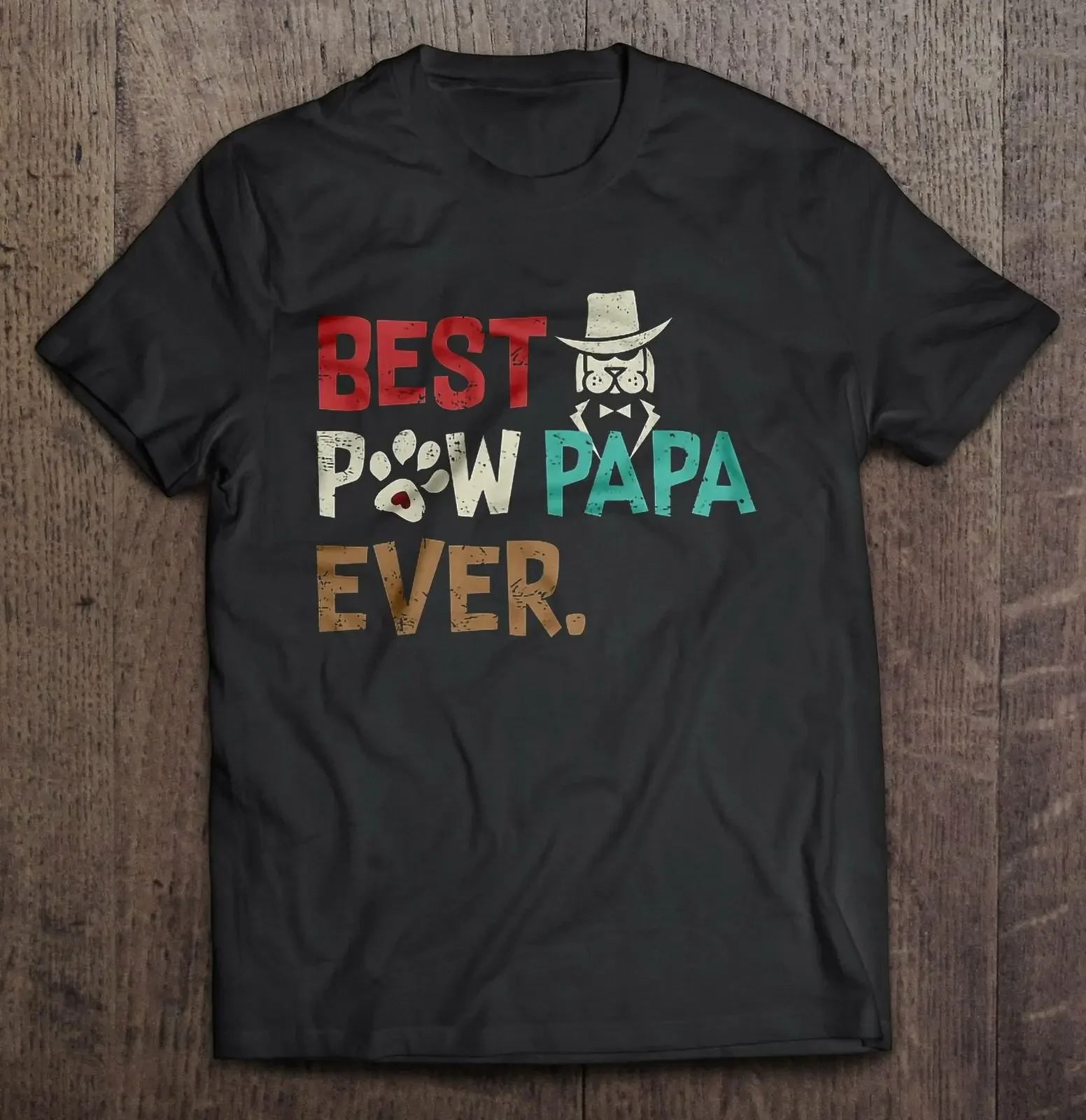 

Best Paw Papa Ever. Винтажная футболка для любителей домашних собак, футболка из 100% хлопка с круглым вырезом, летняя повседневная мужская футболка с коротким рукавом, размер S-3XL