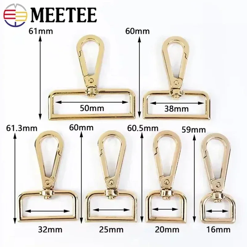 10Pcs Meetee 16-50mm Metal Hook Buckles Swivel Lobster Clasp Bag Strap Dog Collar Trigger Carabiner Clip  DIY Accessories