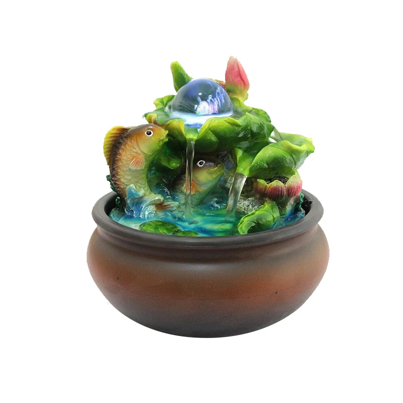 Handmade Home Decorations Resin Rockery Fountains Mountain View Small Ornaments Desktop Water Sound Feng Shui Tea Pet