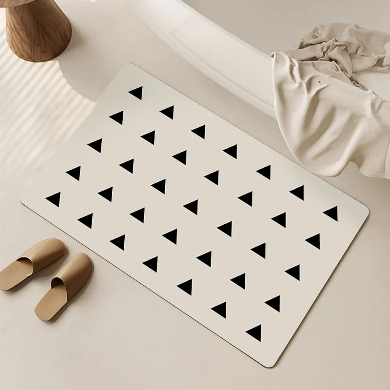 

Geometric Cubes Diatom Mud Absorbent Bath Mats Quick-Drying Floor Mats For Bathroom Bathtub With Non-Slip Foot Pads
