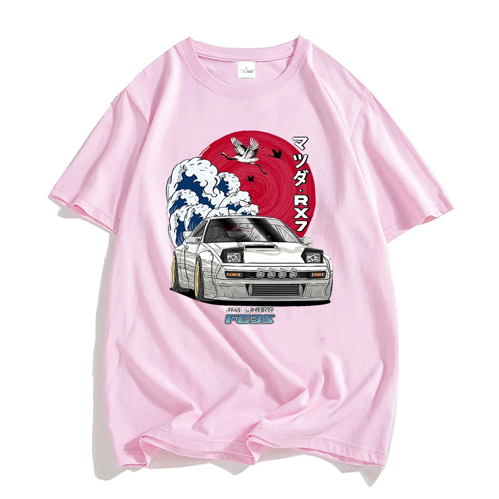 2023 Initial D Anime Graphic T Shirt Men Streetwear JDM Mazda RX-7 Turbo Crew Neck T Shirt Top Y2k Oversized Loose Top