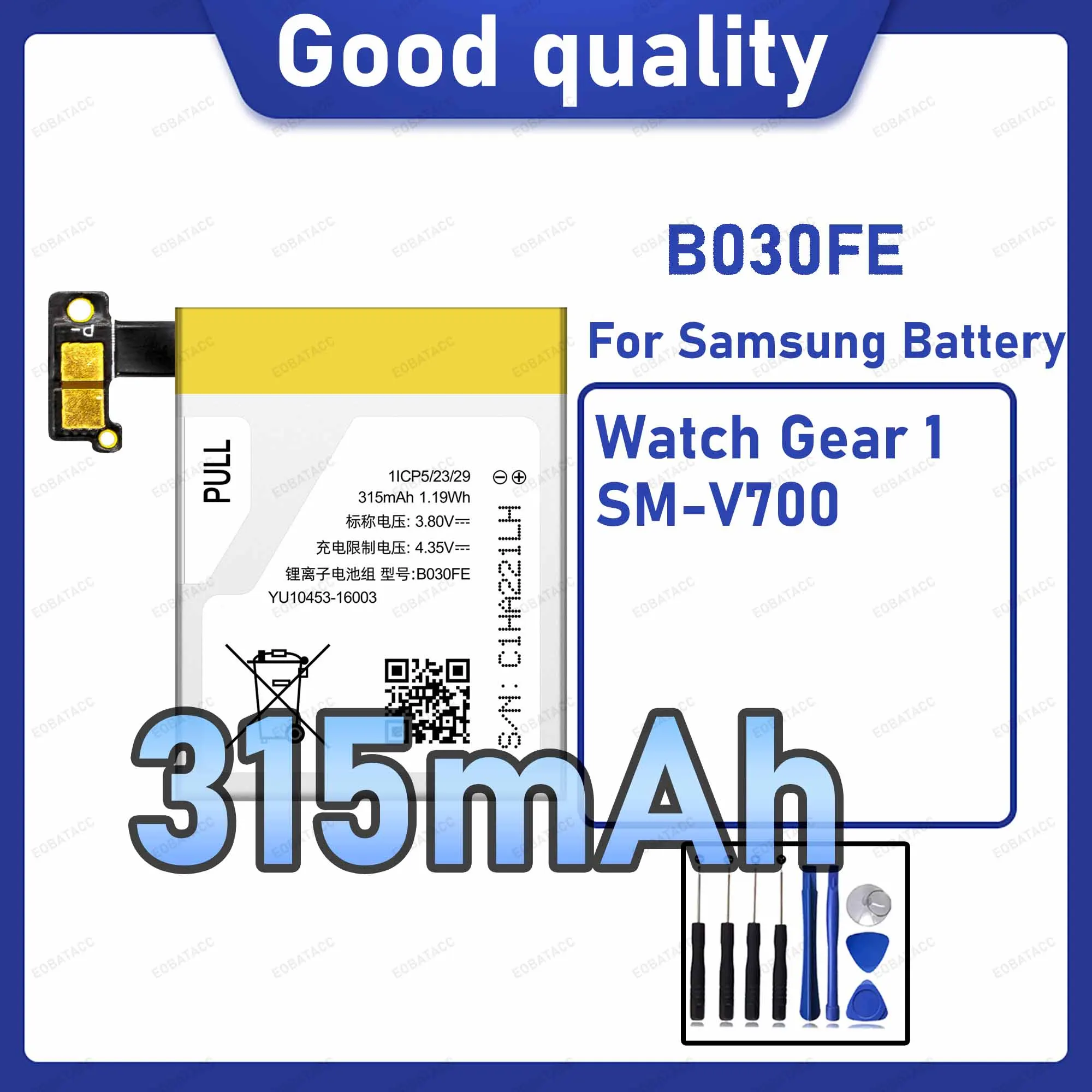 

315mAh B030FE Replacement Battery for Samsung Galaxy Watch Gear 1/SM-V700 with Repair Tools Kit