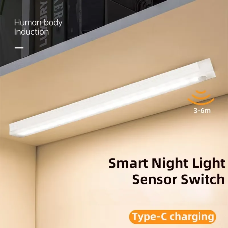 Wireless USB Rechargeable Motion Sensor LED Bar Light Induction Night Light Portable Cordless Magnetic Cabinet Lamp for Kitchen