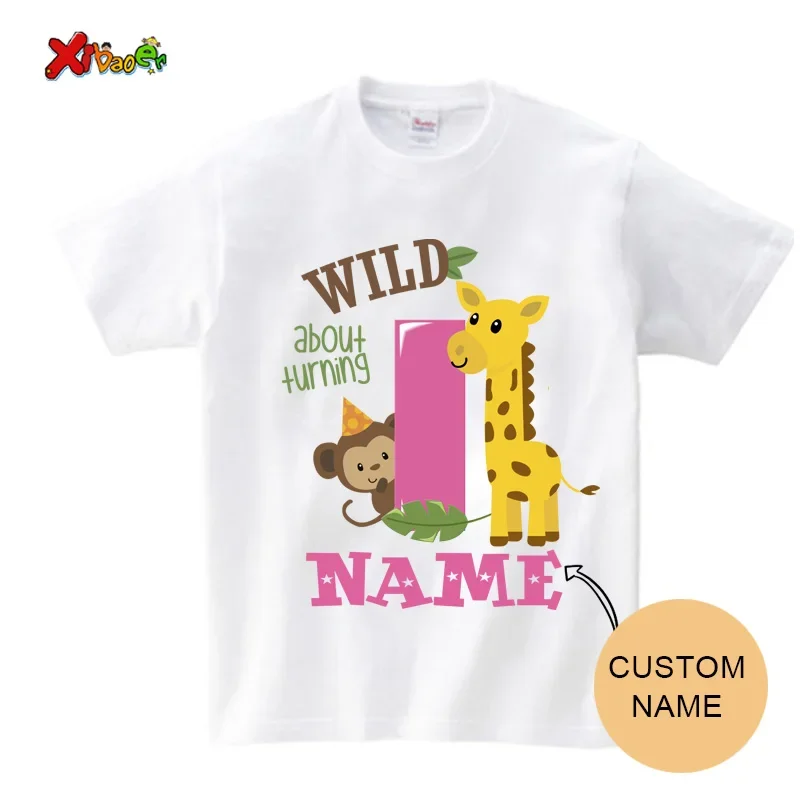 Birthday T shirt for Boys Family Matching Zoo Animal Clothes Kids Little Bear Giraffe Tshirt Family Clothing Outfit Custom Name