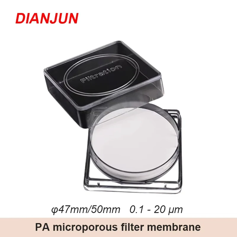 Nylon Plastic Microporous Filter Membrane 47mm 50mm 0.1 0.22 0.45 1 3 5 10 20 μm Filter Paper For Chemical Laboratory 50pcs set