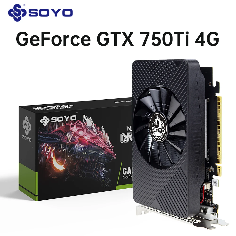 SOYO Geforce GTX 750Ti 4GB Graphics Card GDDR5 Memory GPU 128Bit PCI-E 3.0 VGA DVI Gaming Video Card for Computer Components