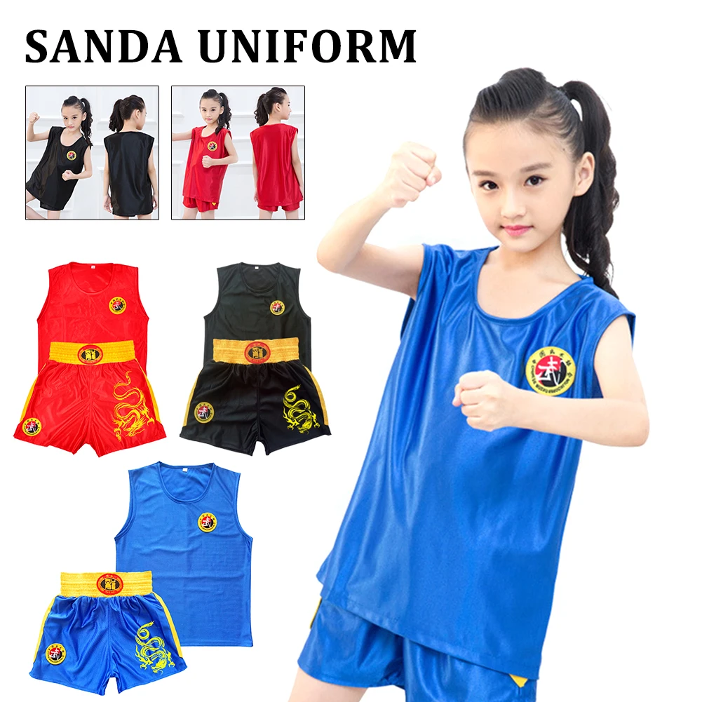 Adult Children Boxing Uniform Sanda Suit Wushu Sanda Combat Shorts Muay Thai Shorts Martial Arts Training Competition Uniform