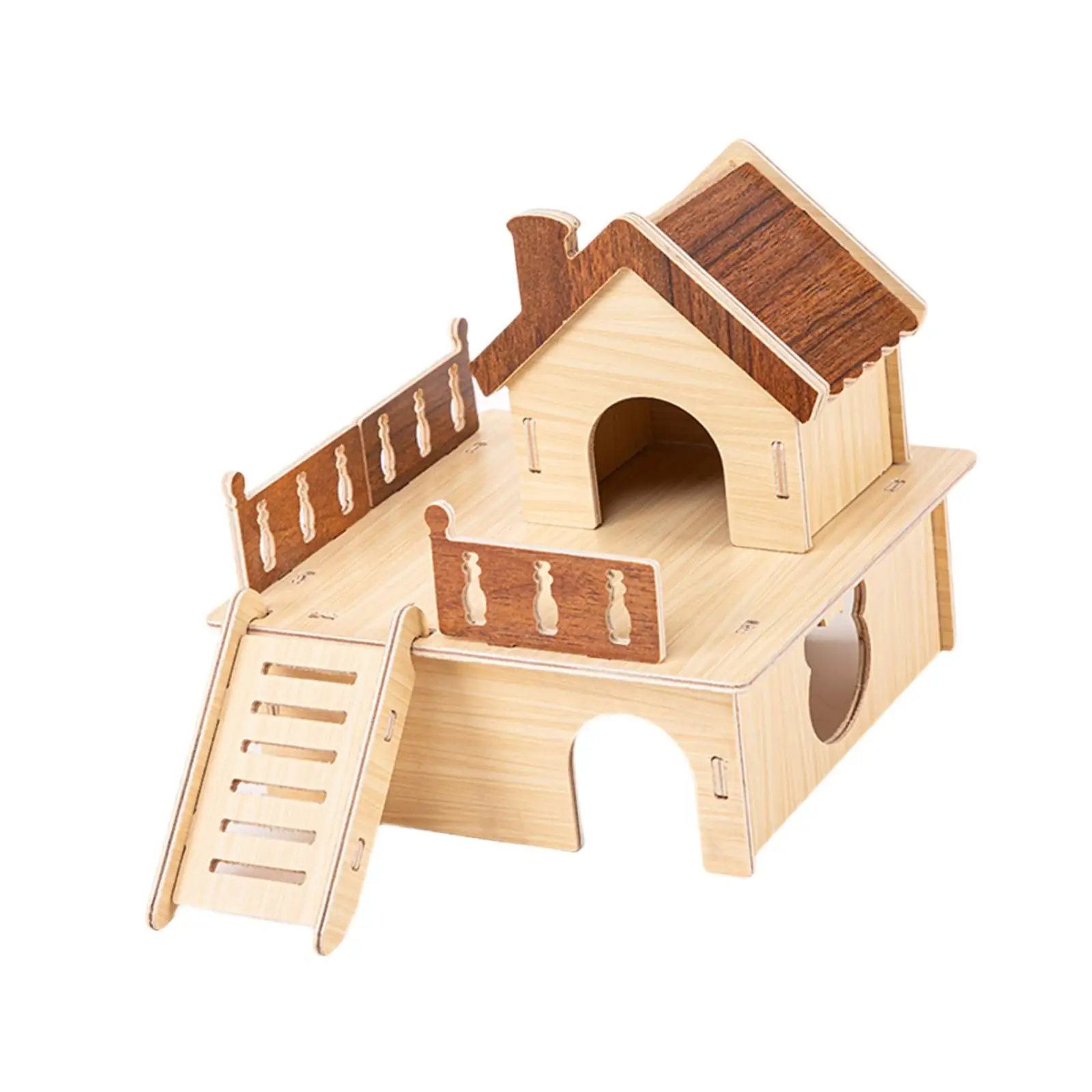 Wooden Hamster House Habitat Hamster Hut Hideout for Lemmings Syrian Hamsters Mice