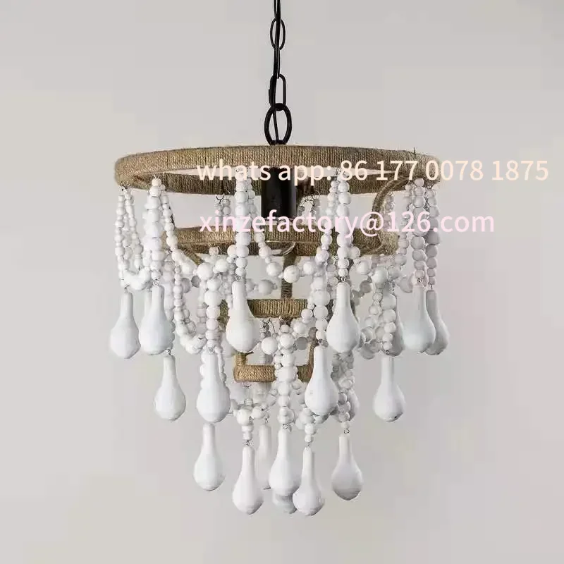 Customizable Wood Beads Chandeliers Bohemian Pendant Lights Living Room Restaurant Hotel Homestay Hanging Lamps