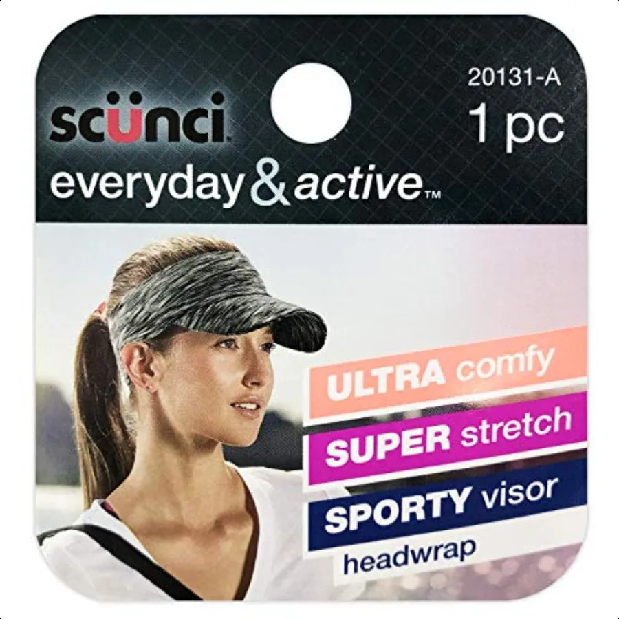 

Повязка на голову Scunci Sporty Visor, эластичная и удобная, один размер, разные цвета, 1 шт.