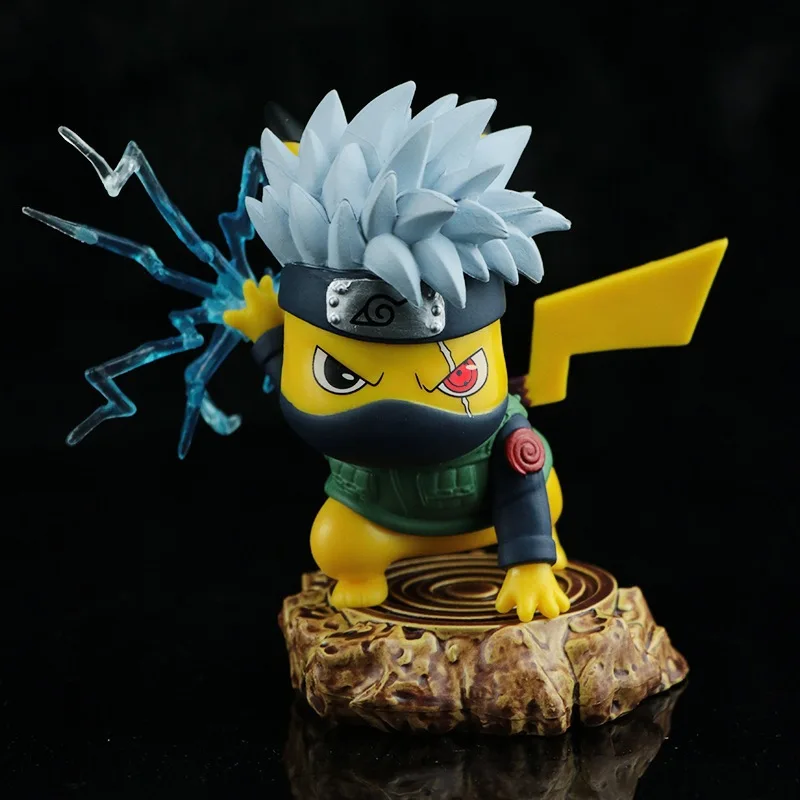 

Anime Naruto Q Version Pikachu COS Hatake Kakashi PVC Action Figures Toys Model Statue 10cm