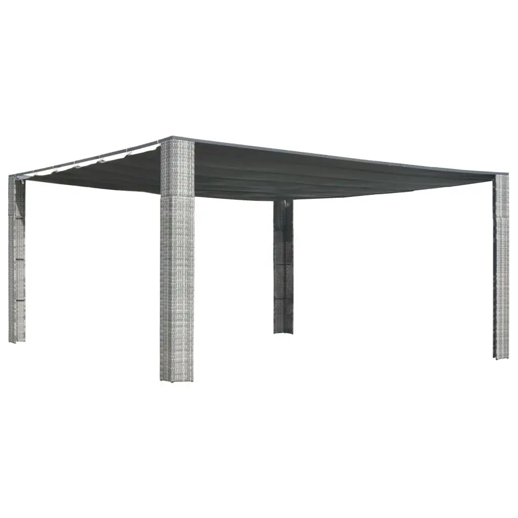 Gray & Anthracite Poly Rattan Gazebo with Sliding Roof - 157.4x157.4x78.7 Outdoor Shelter