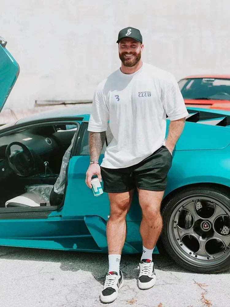 تي شيرت CBUM Chris Fitness كبير تي شيرت فضفاض من القطن بأكمام قصيرة للرجال بأكمام ربع أمريكية رياضية للسيدات نصف كم
