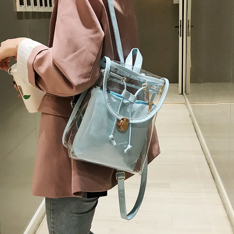 YUECIMIE Mini Fashion Women Backpack PVC Designer Girl Clear Transparent Bag Jelly Travel Backpack For Lady Female Shoulder Bag