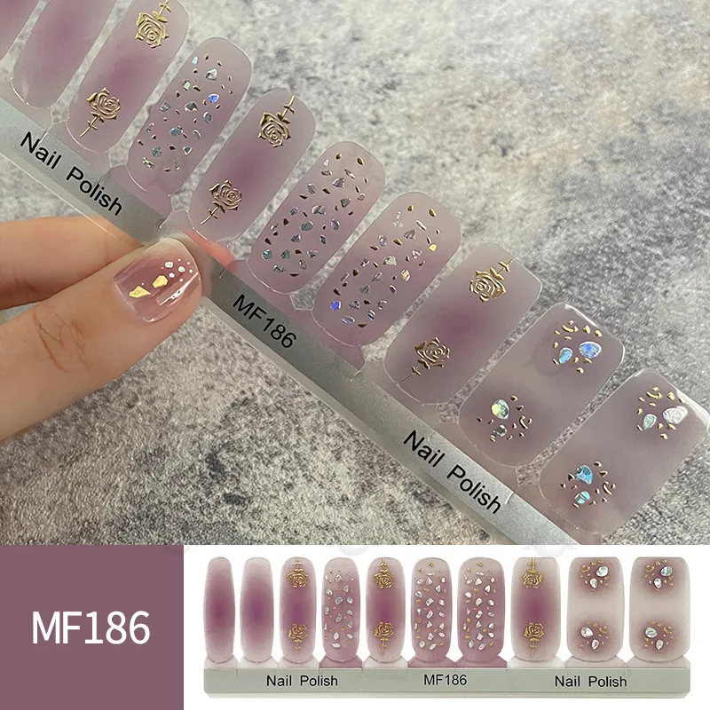 

MEBIS Pure Desire Nude 20 Nail Oil Film Nail Sticker Internet Celebrity Same Bronzing Flower Nail Sticker Full plantillas uñas